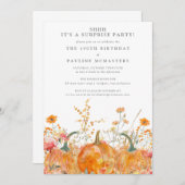 ÜBERRASCHENDES PARTY 100. Geburtstag Pumpkin-Wildb Einladung (Vorne/Hinten)