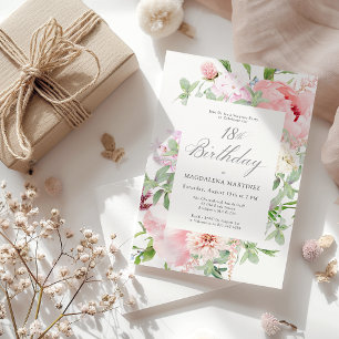 ÜBERRASCHENDES PARTY 18. Geburtstag Elegantes Rosa Einladung