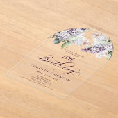 ÜBERRASCHENDES PARTY 19. Geburtstag Lila Blumenbog Acryleinladungen (Ablage )