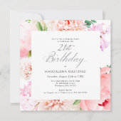 ÜBERRASCHENDES PARTY 21. Geburtstag Rosa Blumenpla Einladung (Vorderseite)