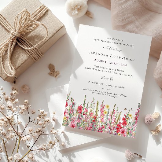 ÜBERRASCHENDES PARTY 25. Geburtstag August Geburts Einladung