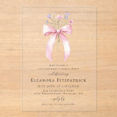 ÜBERRASCHENDES PARTY 30. Geburtstag Pink Bow Wildb Acryleinladungen (Vorderseite)