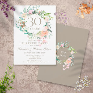 Überraschendes Party 30 Jahre Jubiläum Rose Garlan Einladung