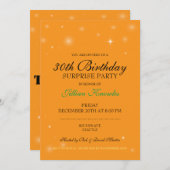 Überraschendes Party 30. Orange Citrine Orbs Stern Einladung (Vorne/Hinten)