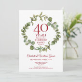 Überraschendes Party 40. Ruby Jubiläum Grünen Einladung (Stehend Vorderseite)