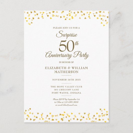 Überraschendes Party 50. Goldenes Jubiläum Confett Postkarte (Vorderseite)