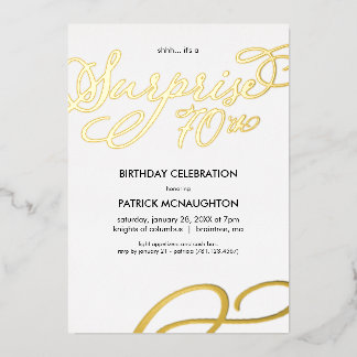 Überraschendes Party 70. Geburtstag Goldene Foil E Folieneinladung