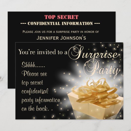 Überraschendes Party Einladung (Vorne/Hinten)