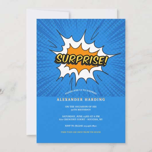 Überraschendes Party Einladung (Vorderseite)