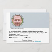 Überraschendes Party Funny Twitter Joke Einladung (Vorderseite)