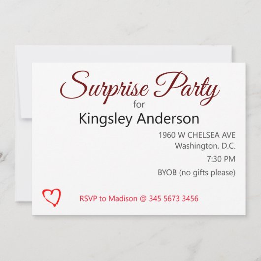 Überraschendes Party Funny Twitter Joke Einladung (Rückseite)