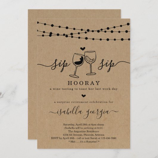 Überraschendes Party für Weinverkostung Einladung (Vorne/Hinten)