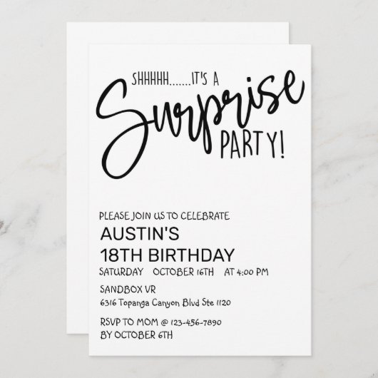 ÜBERRASCHENDES PARTY, GEBURTSTAG, JEDES ALTER, EIN (Vorne/Hinten)