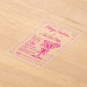 ÜBERRASCHENDES PARTY Pink Doodle Martini 19. Gebur Acryleinladungen (Ablage )