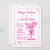 ÜBERRASCHENDES PARTY Pink Doodle Martini 21. Gebur Einladung (Vorderseite)