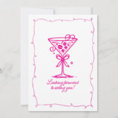 ÜBERRASCHENDES PARTY Pink Doodle Martini 21. Gebur Einladung (Rückseite)