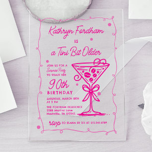 ÜBERRASCHENDES PARTY Pink Doodle Martini 90. Gebur Acryleinladungen