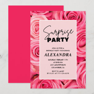 Überraschendes Party Rosa Blüte 48. Geburtstag Einladung