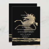 Überraschendes Party Schwarz Golden Brushes Unicor Einladung (Vorne/Hinten)