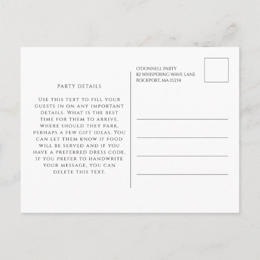 ÜBERRASCHENDES PARTY Tini Bit Älterer Martini 30. Einladungspostkarte (Rückseite)