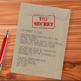 Überraschendes Party Top Secret Special Agent Spy Einladung