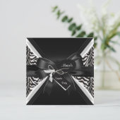 Überraschendes Party Zebra Schwarz-weiß Bow Einladung (Stehend Vorderseite)