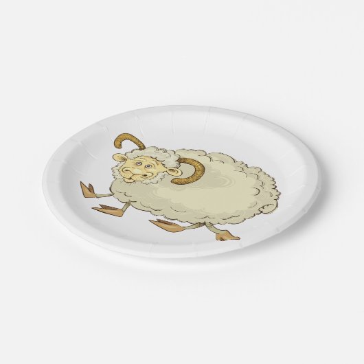 Überraschendes Rammschaf Pappteller (Schrägansicht)