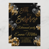 Überraschendes Schwarz-Gold-Renten-Party Einladung (Vorne/Hinten)