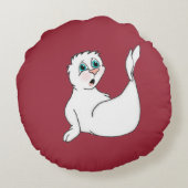 Überraschendes Siegel Rundwurfkissen Rundes Kissen (Rückseite)