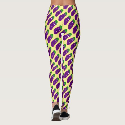 Überraschte Aubergine durch Kenneth Yoncich Leggings (Rückseite)