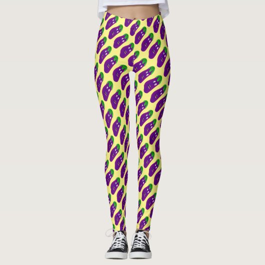 Überraschte Aubergine durch Kenneth Yoncich Leggings (Vorderseite)