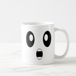 Überraschte Emoji entsetzte Emoticon-sprachlose Kaffeetasse