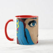 Überraschte Frau im Pop-Art-Stil Tasse (Links)