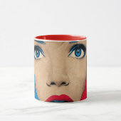 Überraschte Frau im Pop-Art-Stil Tasse (Zentrum)