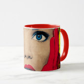 Überraschte Frau im Pop-Art-Stil Tasse (VorderseiteRechts)
