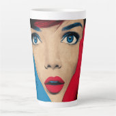 Überraschte Frau in Pop-Art Milchtasse (Vorderseite)