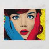 Überraschte Frau in Pop-Art Postkarte (Vorderseite)