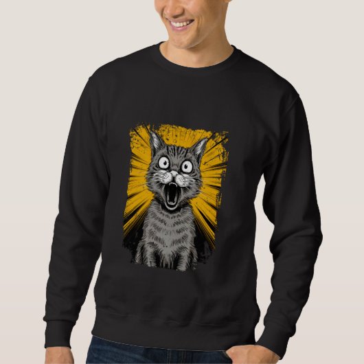 Überraschte Katze Kitty Comic Anime-Style-Design Sweatshirt (Vorderseite)
