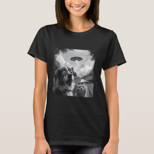 Überraschte Katze Selfie mit Alien UFO Lustige Kat T-Shirt