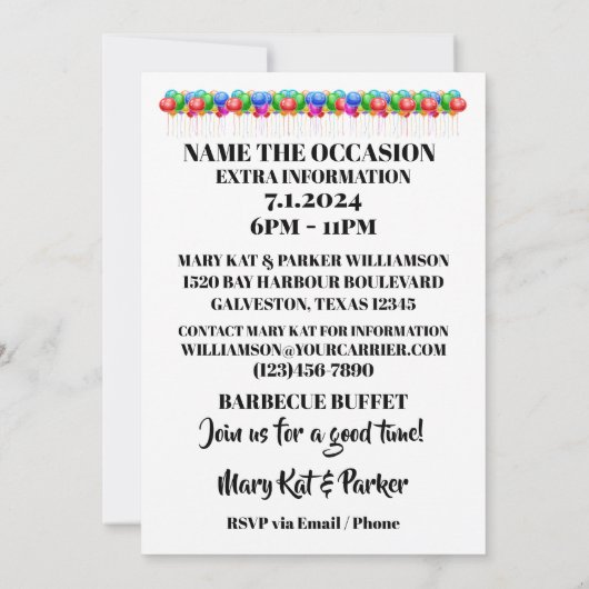 ÜBERRASCHTE PARTY EINLADUNG (Rückseite)