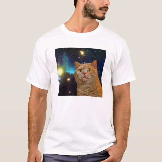 Überraschte Raum-Miezekatze T-Shirt (Vorderseite)