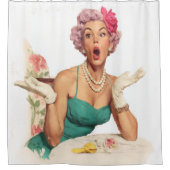Überraschte Retro-Glamour-Lady Duschvorhang (Vorderseite)