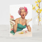 Überraschte Retro-Glamour-Lady Karte (Gelbe Blume)