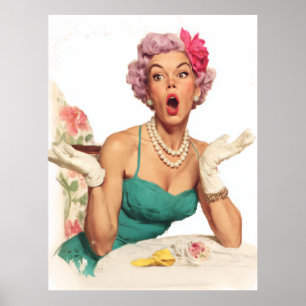 Überraschte Retro-Glamour-Lady Poster