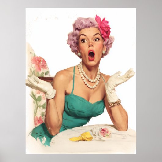 Überraschte Retro-Glamour-Lady Poster (Vorne)