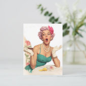 Überraschte Retro-Glamour-Lady Postkarte (Stehend Vorderseite)