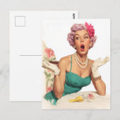 Überraschte Retro-Glamour-Lady Postkarte (Vorne/Hinten)