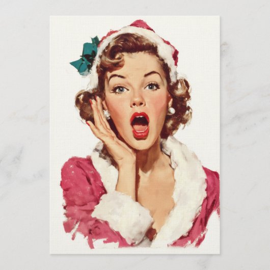 Überraschte Retro-Weihnachts-Pin-Up Einladung (Vorderseite)