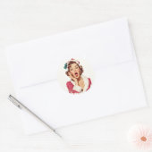 Überraschte Retro-Weihnachts-Pin-Up Runder Aufkleber (Umschlag)