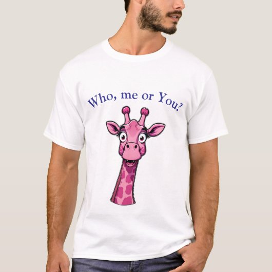 Überraschte rosa Giraffe T-Shirt (Vorderseite)